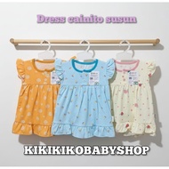 New Elfira 3pcs cainito elfira baby dress with ruffle sleeves, motif with active buttons on the back