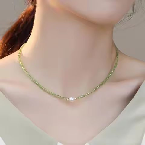 Lii Ji Real Gemstone Peridot Pearl Necklace August Birthstone 14k Gold Filled Women Jewelry Gift