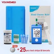 YASEE Glucometer Test Kits with Strips 25pcs Glucose Test Strips 25pcs lancets Blood Sugar Test Kit 