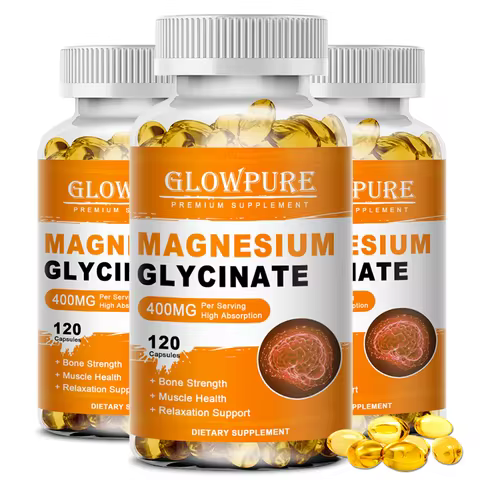 Magnesium Glycinate 400mg for Sleep, Brain, Nervous System, Bone, Muscle, Relieve Anxiety Heart Heal
