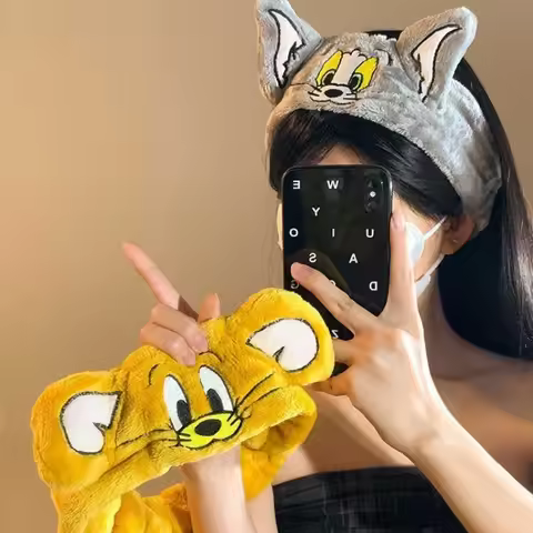 Tom and Jerry Women Men Cute Headband Unisex Kawaii Hairband Cartoon and Anime Character Derivative 