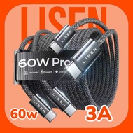 Lisen USB-C to USB-C Cable 60W 1m supports 3A 65w Mi Turbo For XlA0Ml