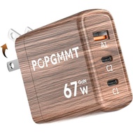 67W USB C Charger Block, 3-Port GaN Fast Type C Charger, PD 3.0 PPS, Foldable & Compact Fast Charger