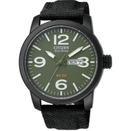 CITIZEN Eco-Drive Military Black-plated Steel Canvas Strap Men's Watch BM8475-00X