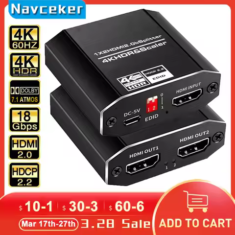 ProAV 4K UHD HDMI Splitter 2.0 1x2 HDMI 2.0 Splitter HDCP 2.2 HDR Splitter HDMI 2.0 4K HDMI2.0 Split