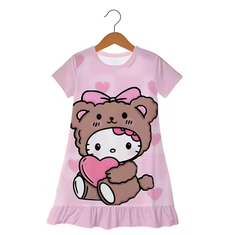 Summer Skirt Hello Kitty 3-6 Years Pajamas Fashion Casual Girls Dress Kids