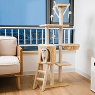 kdgoeuc Wooden Tower Climbing Frame with Scratching Posts, 5 Layers, Cat Tree Furniture, House Toys for Cats, Soft Plush FabricScratchers Pads &amp; Posts