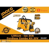 INGCO Cordless 2PCS COMBO KIT Drill + Impact Wrench CKLI2007
