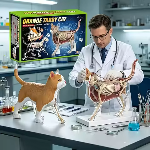 Cat Skeleton Internal Organs Anatomy Model Assembly Puzzle Textbook Display Medical Ornament Vet Stu