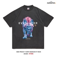 EVERESTER เสื้อคอฟิต วินเทจ เฟดเทาดำ รุ่น Hyena ฟอกนุ่ม เสื้อยืด ผู้ชาย FED