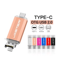 JASTER TYPE-C 3 In 1 USB แฟลชไดร์ฟ128GB หน่วยความจำ64GB ไดร์ฟปากกาทองคำสีกุหลาบ32GB ความเร็วสูง U Disk 16GB แท่ง USB โลโก้ที่กำหนดเองฟรี8GB มีสีสันสีฟ้าสีดำสีแดงสีชมพูสีขาวแฟลชไดร์ฟ4GB