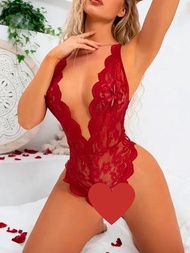 Body de Encaje Tipo Halter Cuello en V | Ropa Interior Sexy Lenceria Baby Doll