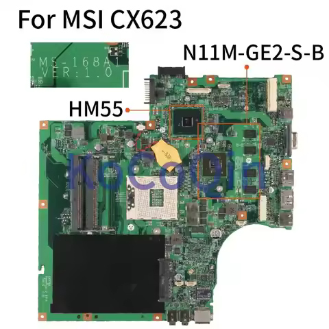 Motherboard MSI Laptop Motherboard For MSI CX623 Notebook Mainboard MS-168A1 HM55 N11M-GE2-S-B1 DDR3