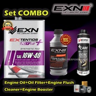 🔥SET COMBO🔥 EXN MOLYPLUS 10W40 Engine oil,EXN Engine Flush,EXN Engine Booster,Oil filter