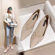 DE9 Kasut Perempuan Fairy Flat Shoes Woman Pointed Toe Pump Peas Flats