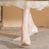 kasut pengantin perempuan wedding shoes Kasut wanita bertumit tinggi putih Perancis baru, kasut perk