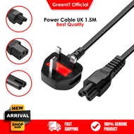 3 Pin Power Cord For Laptop With Fuse POWER CABLE 3 PIN / 2 PIN / C13 /  UK 1.5M / GreenIT