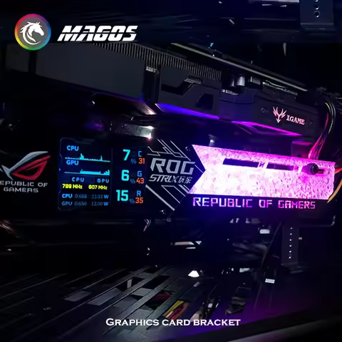 RGB VGA Holder 3090/4090 GPU Bracket 2.2 Inch IPS LCD Display Temperature Detection ROG Video Card S