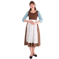 Halloween Theme Party Cosplay Cinderella Performance Costume Cosplay Maid Costume Brown Dress