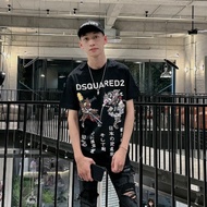 DSQ Samurai Men's T-shirt with Japanese print. Unisex Dsquared2 Loose Form T-shirt Super HotTrenll b