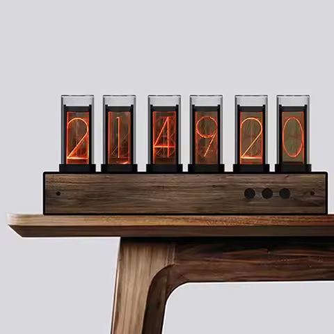 Vintage Electronic Desktop Luxury Nixie Tube Clock Table Digital Ideas Wood Creative Digital Light D