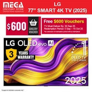 LG OLED77G5PSA 77" OLED EVO G5 4K SMART TV | Free Wallmount | Free $600 Grocery Vouchers Redeem From