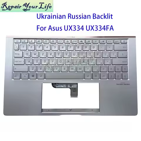 Ukrainian Russian Backlit Keyboard For Asus ZenBook 13 UX334 UX334FA UX334FL 13N1-96A0F11 13N1-95A02