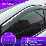 HYS Rain visor for Nissan Grand Livina X-gear 2011-2021 Window 4PCS sun Visor Chrome trim Vent Shade