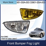 ♣♣ For CIVIC Fog Lamp Front Bumper Lamp Fog Light For HONDA CIVIC S5A ES1 ES5 ES6 ES7 ES8 2004~2005 With Bulb yellow Fog Light Wynn Store
