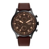 Fossil Men'S Retro Pilot Chronograph Dark Brown Leather Watch - Fs5833