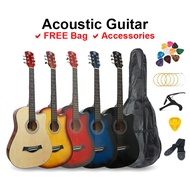 TECHNO - 38 Inch Guitar Acoustic + Accessories Set (with Bag/ Guitar Capo/ Pick) 38" Gitar Akustik, 