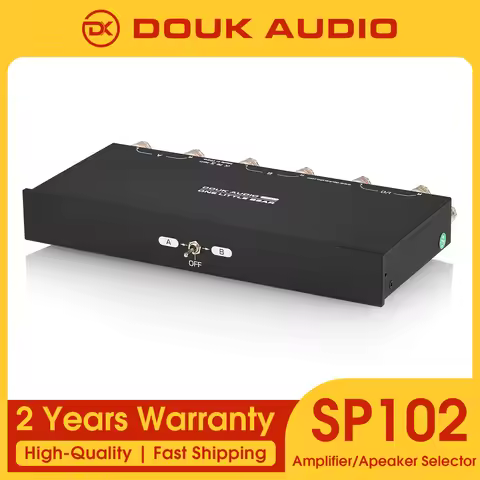 Douk Audio SP102 PRO Passive 2(1)-IN-1(2)-OUT Audio Selector Stereo 2-way Switcher Box for Amplifier