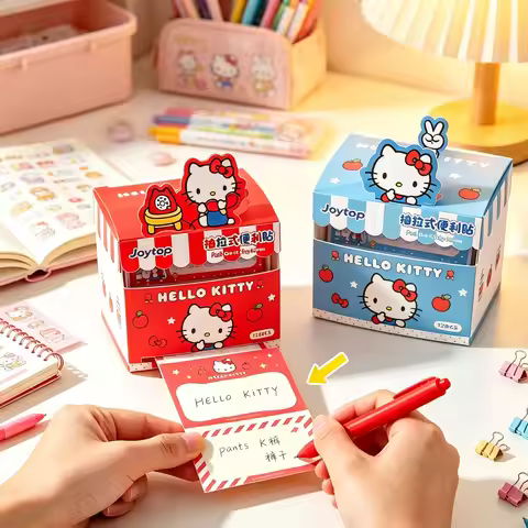 Hello Kitty Sweet Cartoon Pull out Memo Dispenser Portable Self Adhesive Memo Paper Cute Stationery 