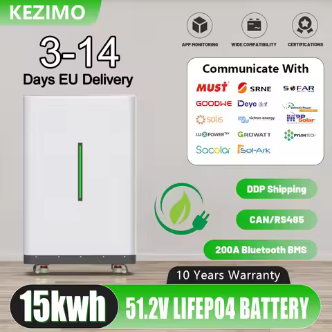 LiFePO4 48V 300Ah Lithium Battery 15kw 51.2V 200Ah 100Ah 10KW 5KW 6000 Cycles Bluetooth 16S BMS CAN 