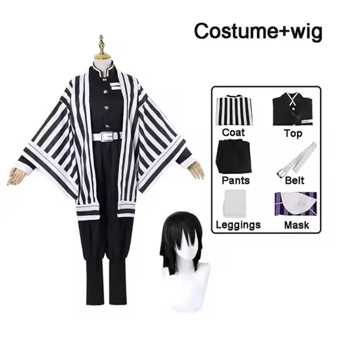 Halloween Anime démon tueur Iguro Obanai Haori Kimono Cosplay Costume perruque serpent accessoires