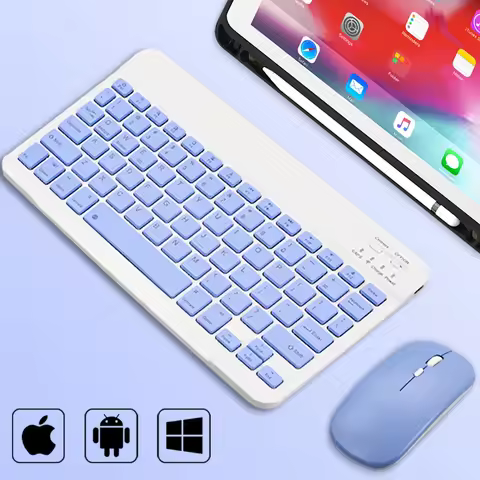 Mini Wireless Bluetooth Mouse 10inch BT Spanish Keyboard For iPad 8 10th 9th generation Phone Tablet