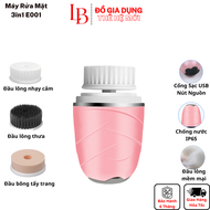 Máy rửa mặt Cleansing Brush 3in1 E001 máy massage mặt 3 đầu thay thế mẫu mới 2024