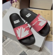 Dsquared2 men's and women's cross-strap slippers with pink leaves, DSQ shoes, street boys' sandals, 