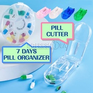 Travel Portable Pill Box Medicine Cutter Storage Boxes Organizer Case 7 Days Container Weekly Small Mini Compact Bottle