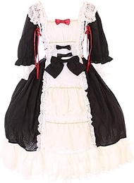 Kawaii-Story JL-699 Black White Bow Baroque Gothic Lolita Fairy Dress Costume Cosplay (L-XL)