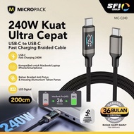 MICROPACK Cable C to C Digital LED Display - Fast Charging & Soft Braided Cable - 240 Watt - 2 Meter