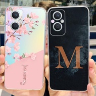 Oppo Reno 8Z Casing Shockproof Luxury Letter Cute Flowers Pattern Shell Oppo Reno8 Z Phone Case Bumper Clear TPU