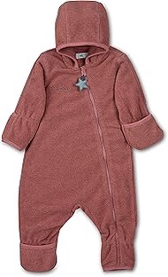 Unisex baby jumpsuit made of microfleece, with zip and hand and foot warmers, Mottled red, 74