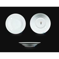 7" JM White Ceramic Concave Plate with Thick Gold Trim Heat Resistant JM GM 7" Pisin Small Plate for