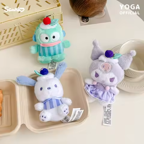 Sanrio Hangyodon Kuromi Melody Pachacoo Cinnamoroll Stuffed Plush Toys Pendant Cute KT Keyring Anime
