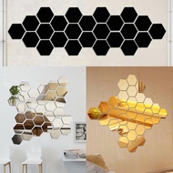 12 Pcs Modern Home Decor Wall Stiker Decal DIY Hexagon Vinyl 3D Cermin Removable
