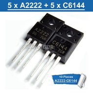 5pairs=10pcs 2SA2222 2SC6144 TO-220F ( 5pcs A2222 + 5pcs C6144 ) TO220F Silicon PNP Power Transistor