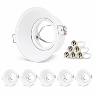 6PCS Round Adjustable GU10 Recessed Spotlights Frame With GU10 Socket LED Ceiling Downlight Fitting 