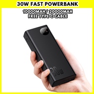 30W Fast Charge Powerbank 10000mah / 20000mAh Digital Display Power Bank Free Type C Charging Cable