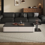 Coffee Table Simple Coffee Table Board Luxury Living Rock Combination Leather Light Black White Rect
